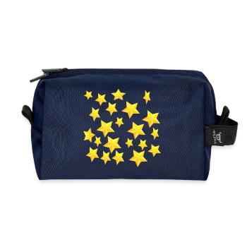 NEW DESIGN: Stars (Gold) - Recycled Toiletry Zip Bag - navy - Front