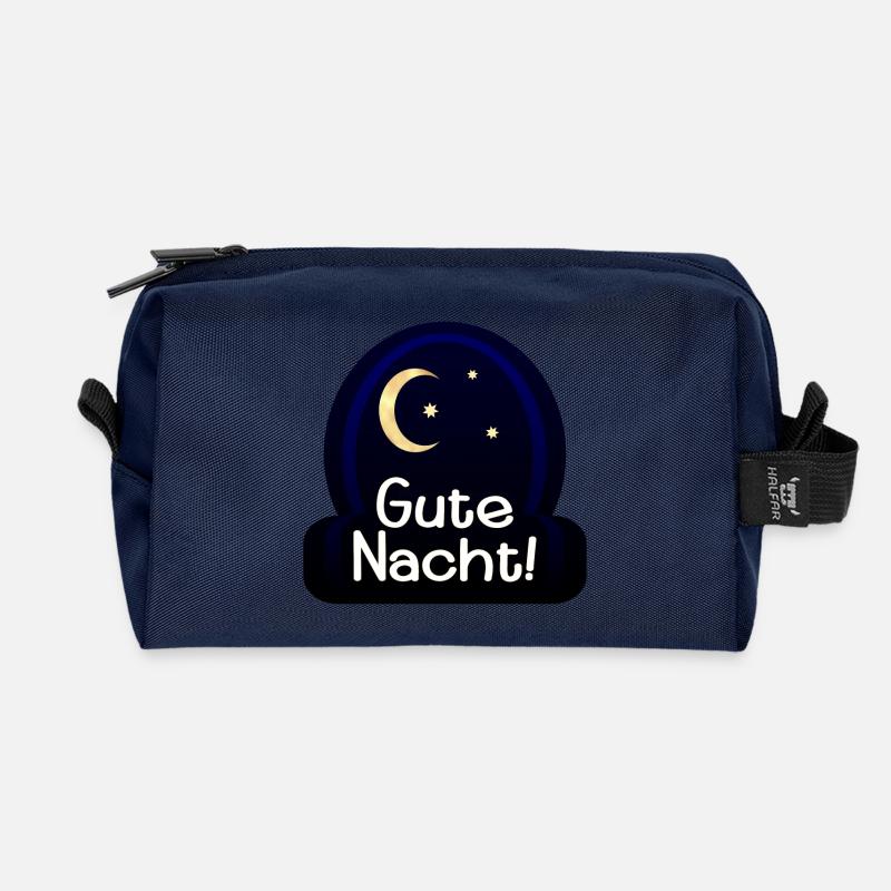 GUTE NACHT - SCHLAFEN - HALBMOND - Recycelte Kulturtasche - Navy