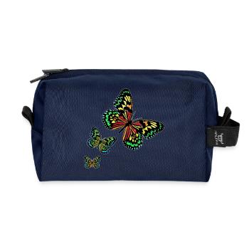 3 butterflies R6Z - Recycled Toiletry Zip Bag - navy - Front