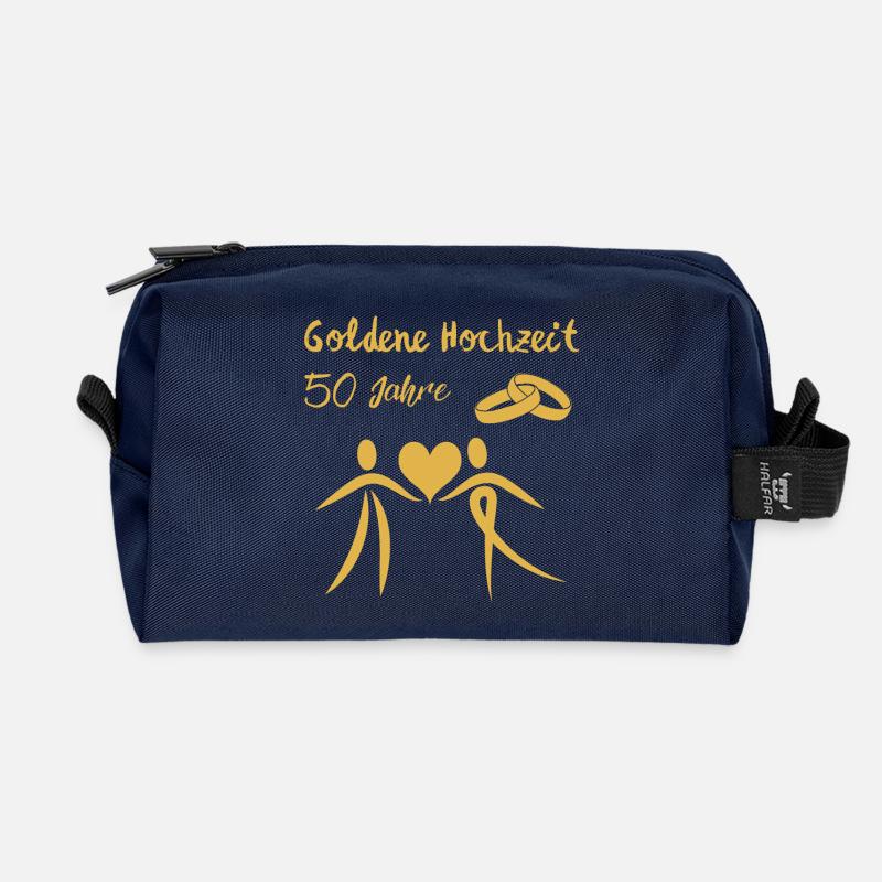 Goldene Hochzeit feiern 50 Jahre Ehepaar gold - Recycelte Kulturtasche - Navy