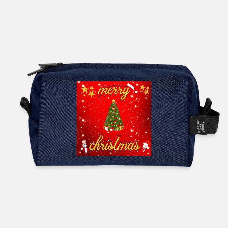 Frohe Weihnachten Version 2 - Recycelte Kulturtasche - Navy