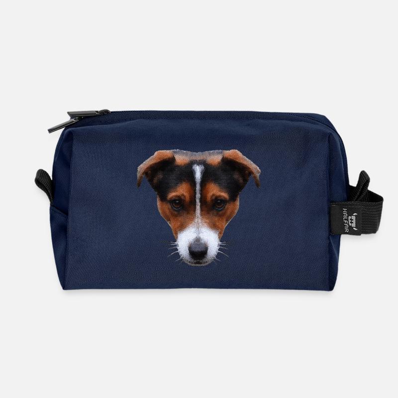 kleidung frauen, Jack russel terrier Kopf - Recycelte Kulturtasche - Navy