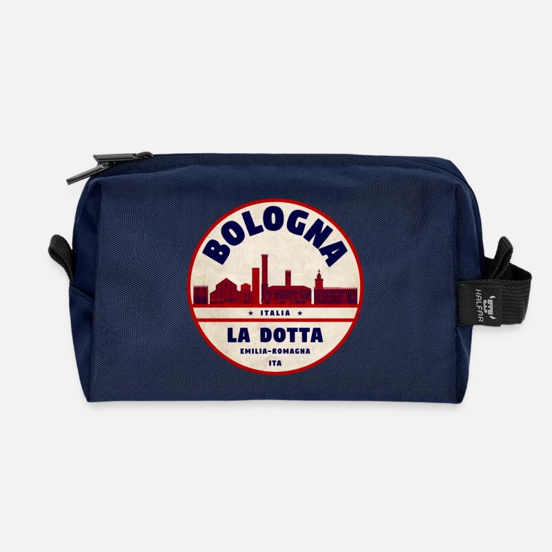 Bologna La Dotta Skyline Badge - Recycelte Kulturtasche - Navy