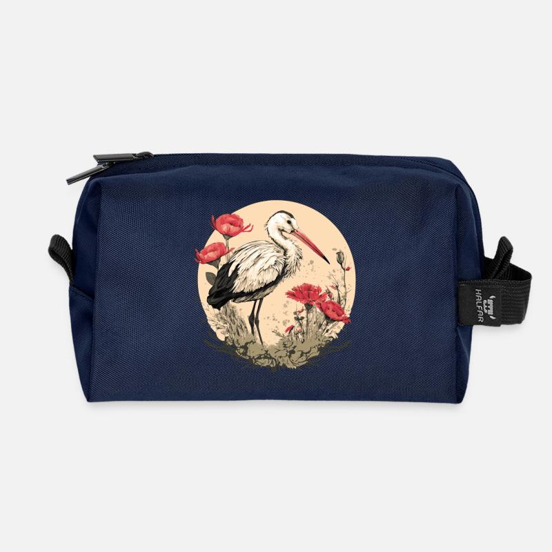 Storch Weißstorch - Recycelte Kulturtasche - Navy