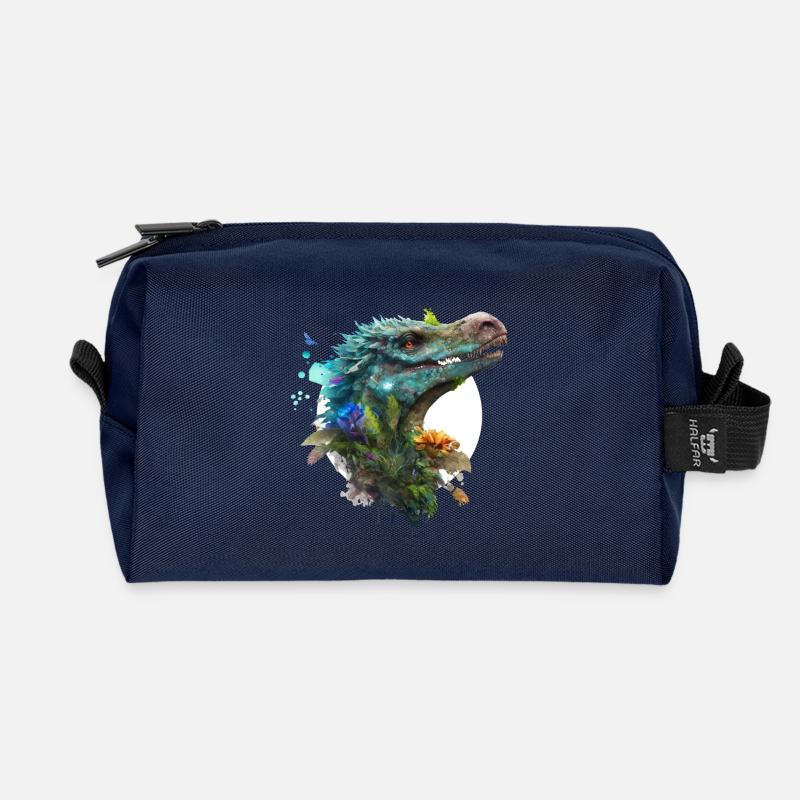 Blauer Velociraptor mit weißem Hintergrund - Recycelte Kulturtasche - Navy