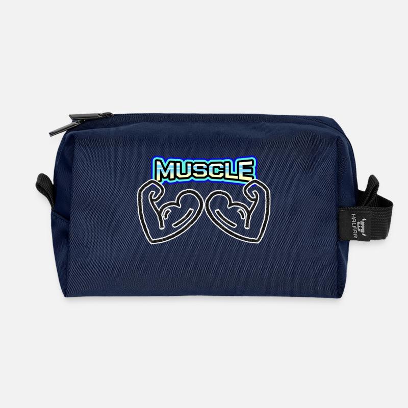 Les muscles avant tout, pas de douleur pas de gain! - Trousse de toilette en tissu recyclé - marine