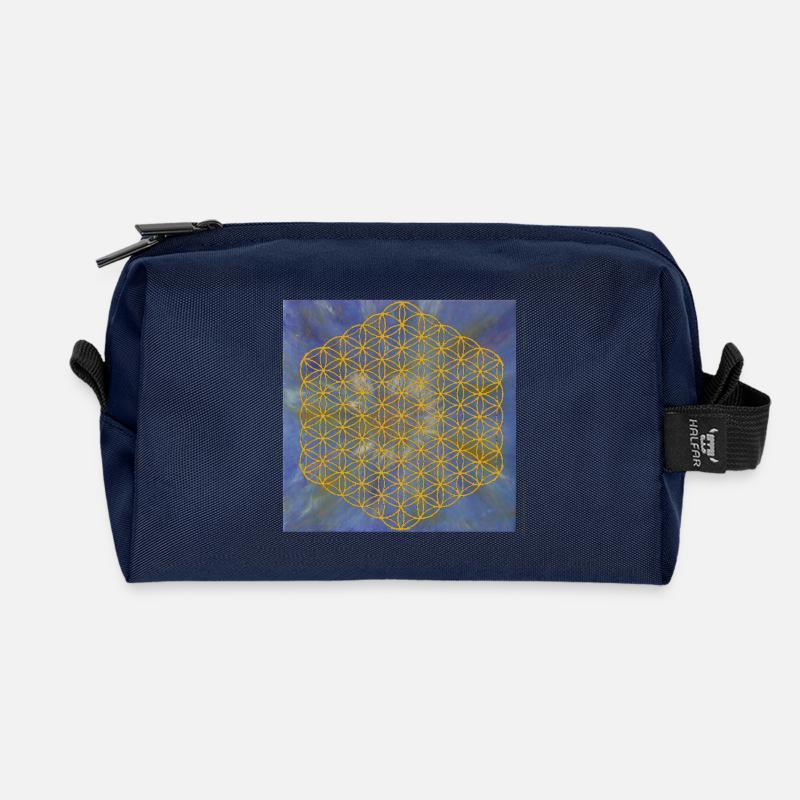 Blume des Lebens - 5. Dimension "Erzengel Michael" - Recycelte Kulturtasche - Navy