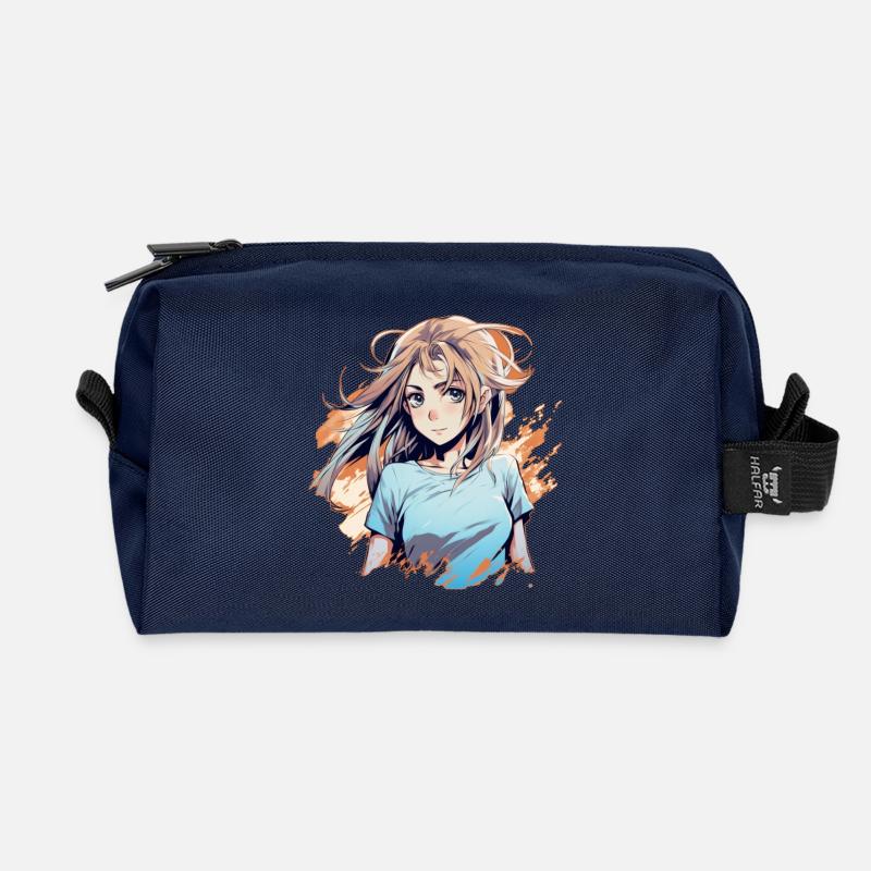 Anime Girl - Recycelte Kulturtasche - Navy