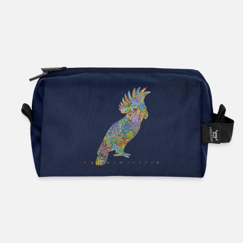 Rainforest bird - Recycled Toiletry Zip Bag - navy