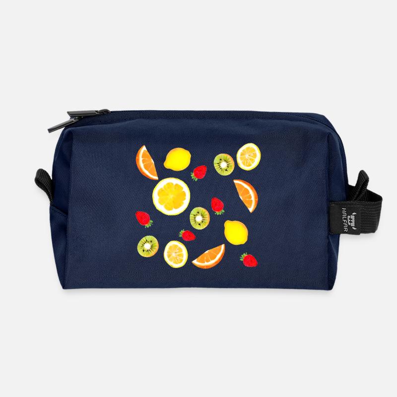 Auswahl an frischem Obst - Recycelte Kulturtasche - Navy