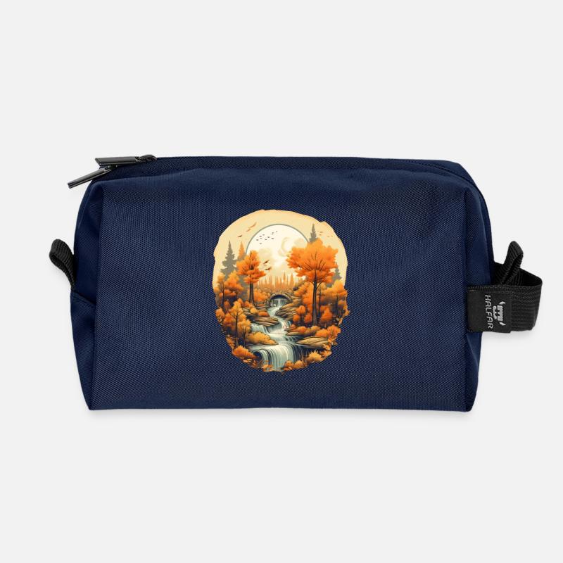 Herbstliche Landschaft - Recycelte Kulturtasche - Navy