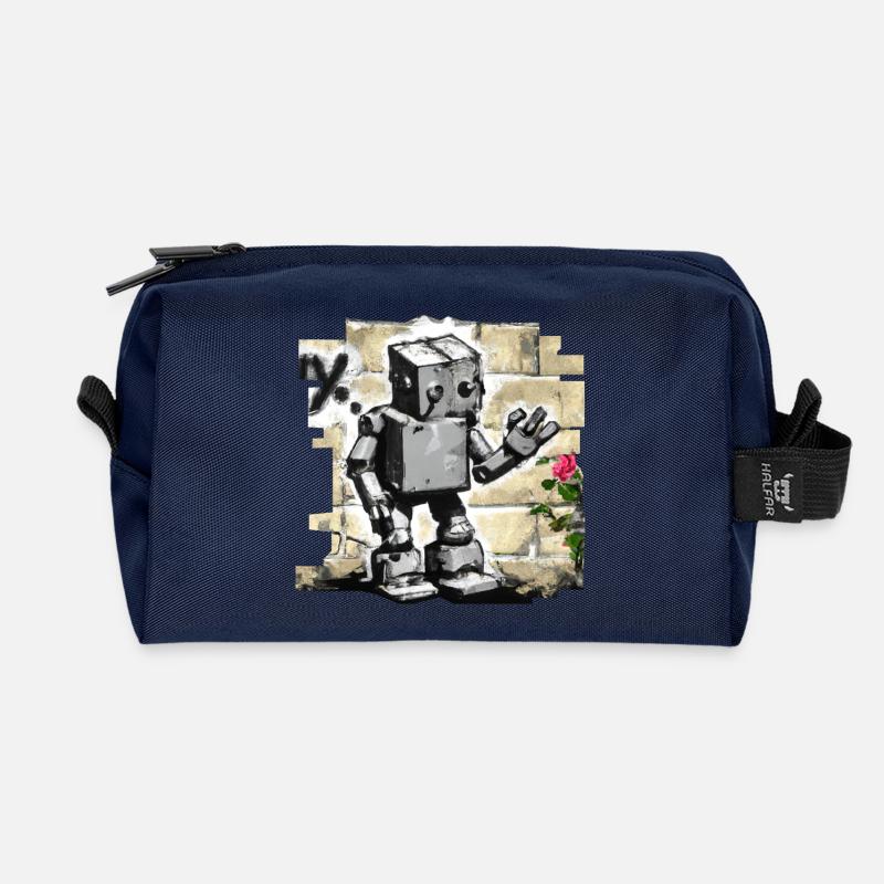 roboter comic graffiti wand charakter rose urban - Recycelte Kulturtasche - Navy