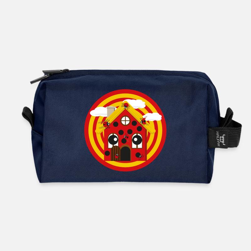 Häuschens Plausch im Frühling - Recycelte Kulturtasche - Navy