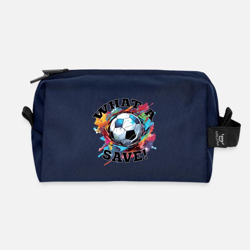 Fußball ball - What a Save! - Recycelte Kulturtasche - Navy