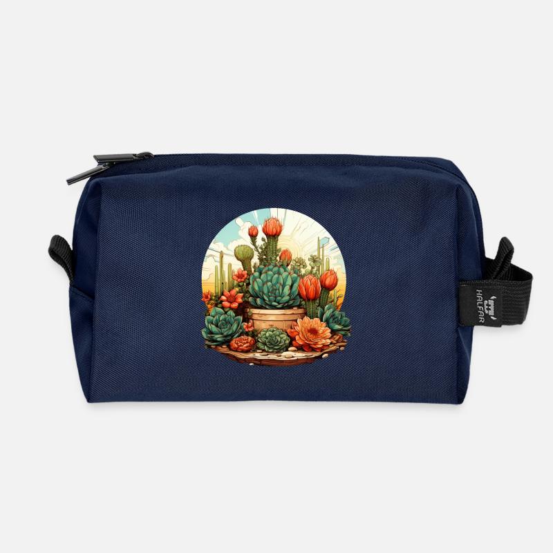 Kaktus - Recycelte Kulturtasche - Navy