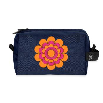 Hippie-Stil Mid-Century Pink und Orange Retro Flo - Recycelte Kulturtasche - Navy - Vorne