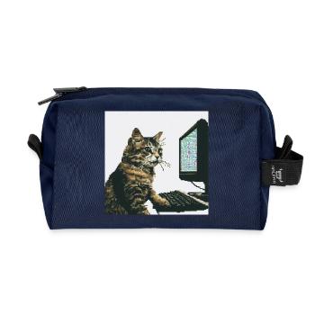 Pixelhackercat - Recycelte Kulturtasche - Navy - Vorne