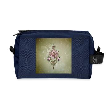 Lotusblume Symbol Fantasie Strich Kunst Flora - Recycelte Kulturtasche - Navy - Vorne