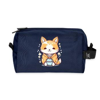 Fuchs - Kawaii Style - Recycelte Kulturtasche - Navy - Vorne