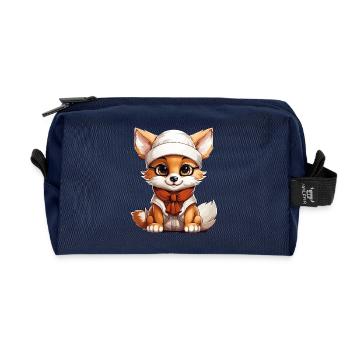 Fuchs Weihnachts Design - Kawaii Style - Recycelte Kulturtasche - Navy - Vorne