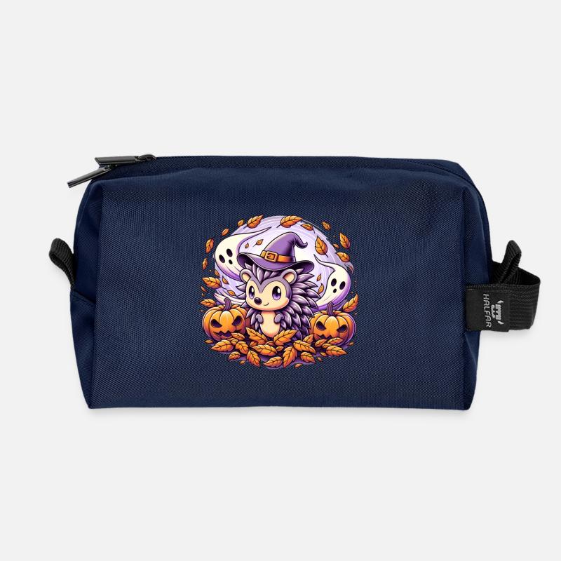 Igel Halloween Geister - Recycelte Kulturtasche - Navy