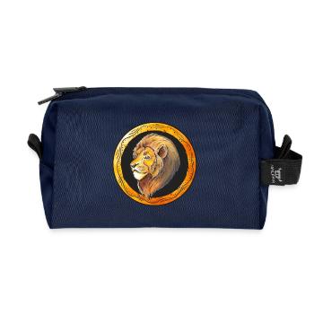 Lion Portrait - Recycled Toiletry Zip Bag - navy - Front