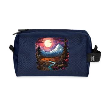Landscape - Illustration - Recycled Toiletry Zip Bag - navy - Front