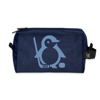 Minimalistischer Pinguin Eishockeyspieler - - Recycelte Kulturtasche - Navy - Vorne