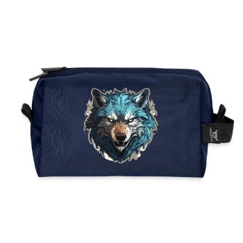 Wolf - Illustration - Recycelte Kulturtasche - Navy - Vorne