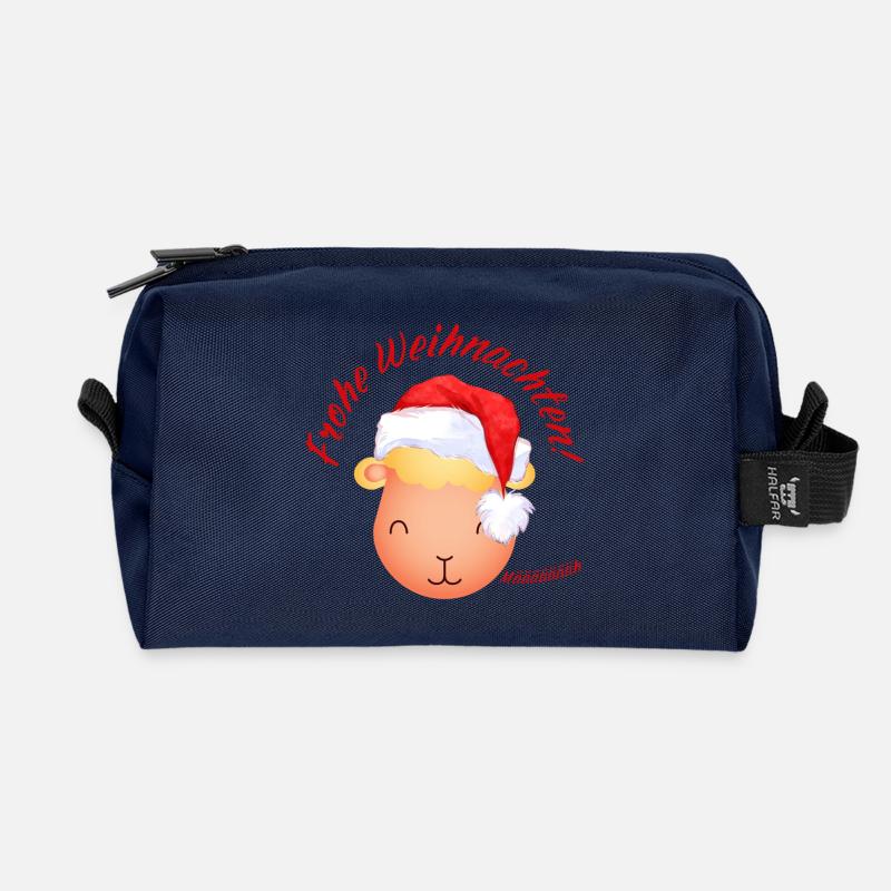 Frohe Weihnachten Weihnachtsschaf Lamm rot - Recycelte Kulturtasche - Navy
