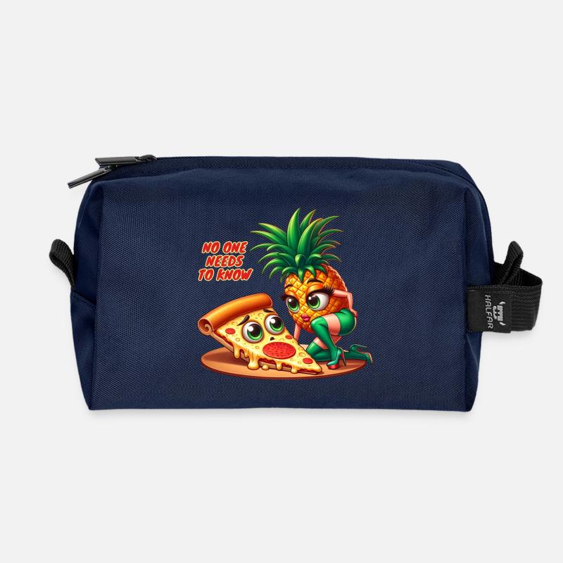 Niemand muss das wissen! Pizza Hawaii Print - Recycelte Kulturtasche - Navy