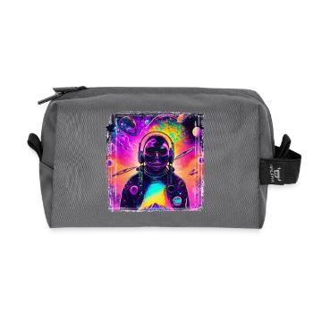 Neon Astronaut im Cosmic Psychedelic - Recycelte Kulturtasche - Anthrazit - Vorne