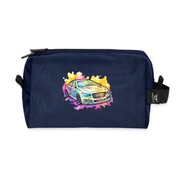 Car - Illustration - Recycled Toiletry Zip Bag - navy - Front