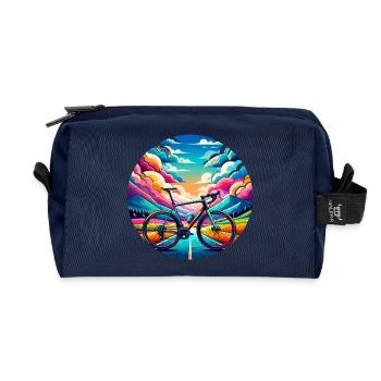 Rennrad in märchenhaften Farben - Recycelte Kulturtasche - Navy - Vorne