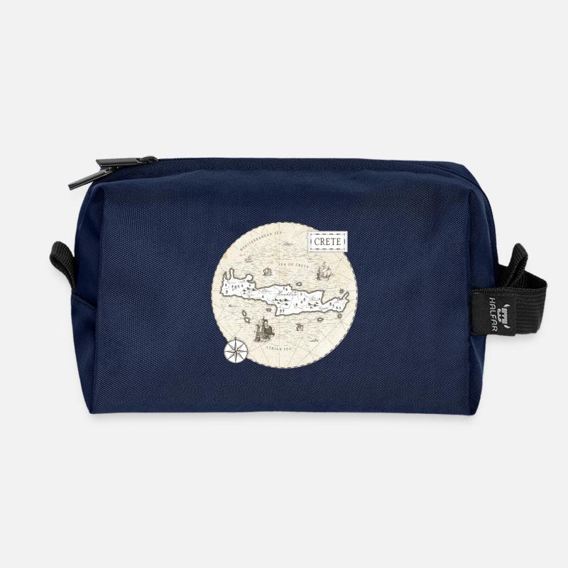 Kreta Vintage Karte - Recycelte Kulturtasche - Navy