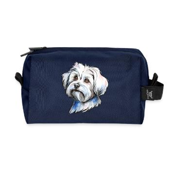 Maltese Portrait - Recycled Toiletry Zip Bag - navy - Front