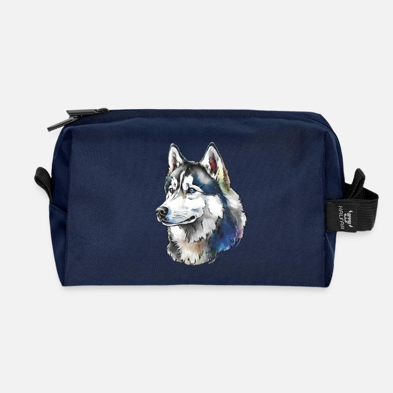 Sibirischer Husky Portrait - Recycelte Kulturtasche - Navy