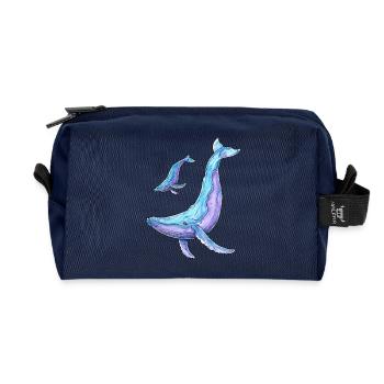 Buckelwal mit Kalb - Recycelte Kulturtasche - Navy - Vorne
