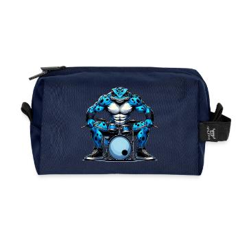 Poison dart frog drum set - Recycled Toiletry Zip Bag - navy - Front