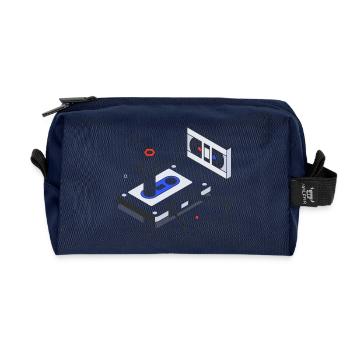 Retro, Vintage, Audio Cassette - Recycled Toiletry Zip Bag - navy - Front