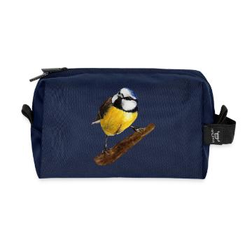 Aquarelle peinte à la main bleue - Trousse de toilette en tissu recyclé - marine - Devant