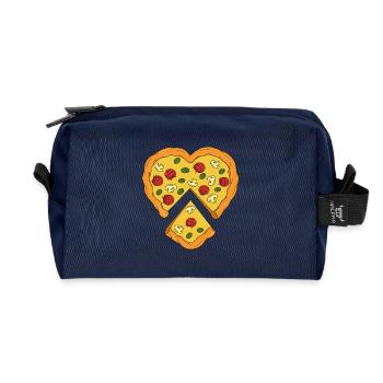 Pizza in Herzform - Recycelte Kulturtasche - Navy - Vorne