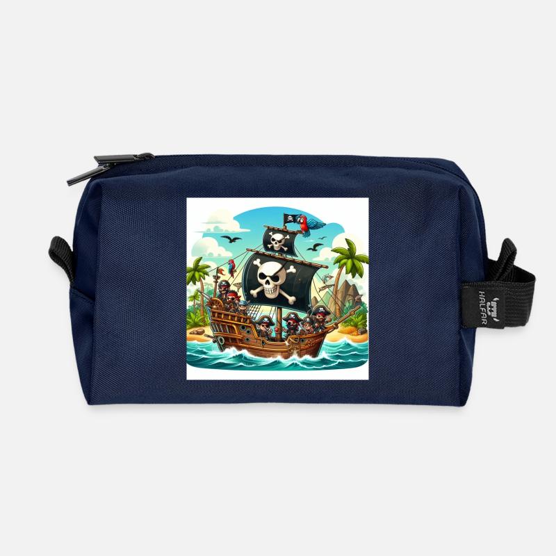 Piratenschiff auf hoher See - Recycelte Kulturtasche - Navy