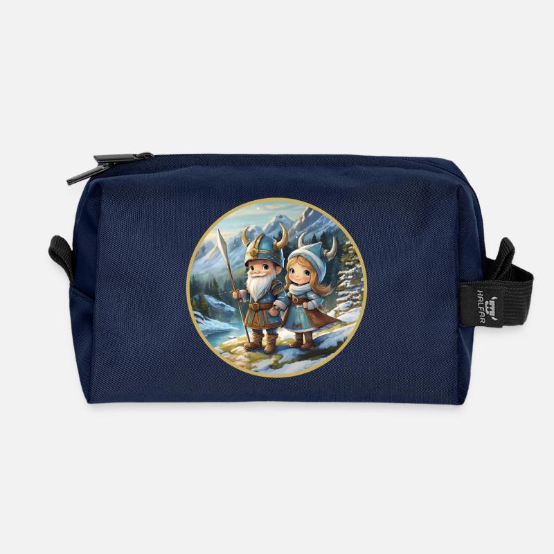 Wikingerjunge und -mädchen - Recycelte Kulturtasche - Navy