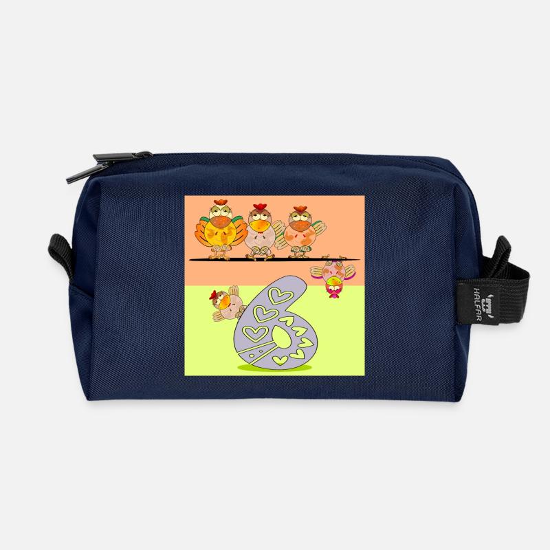 6. Geburtstag - Sechsjähriger - Hühnerstall - Recycelte Kulturtasche - Navy