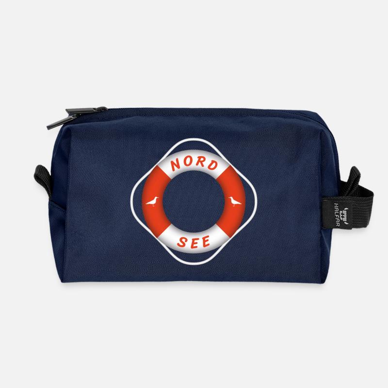 Nordsee Rettungsring Möwen Urlaub - Recycelte Kulturtasche - Navy