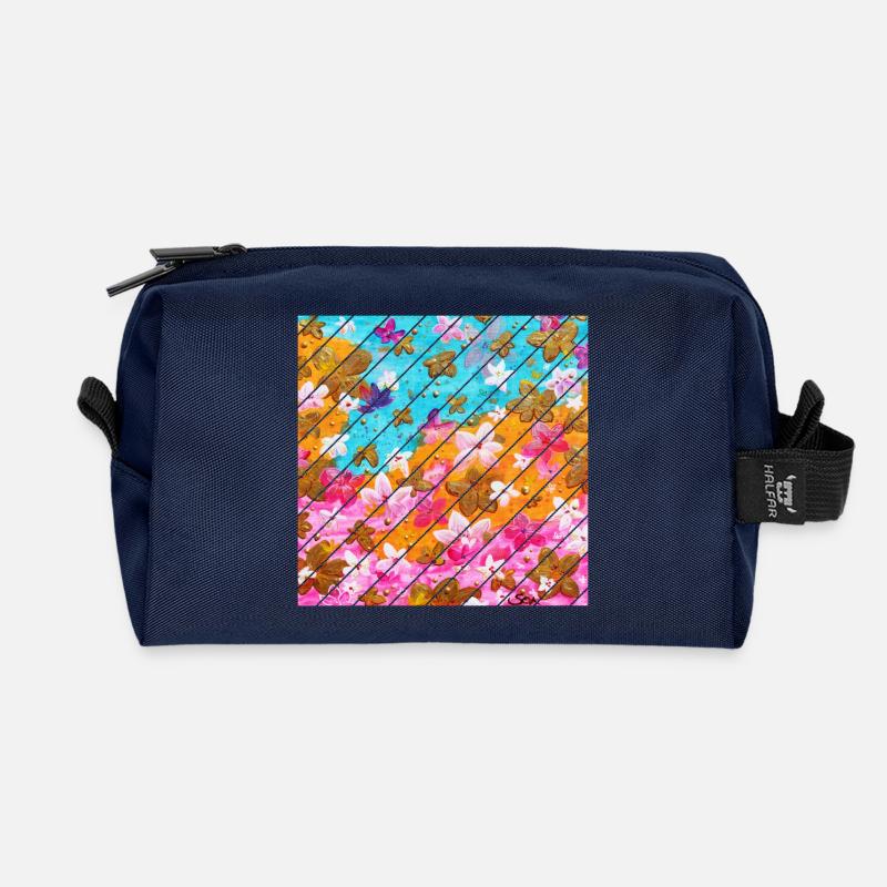 Frühlingsblüten - Sonja Ariel von Staden - Recycelte Kulturtasche - Navy