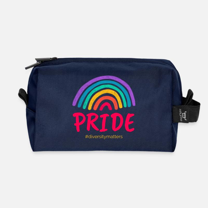 Pride pink #diversitymatters - Recycled Toiletry Zip Bag - navy