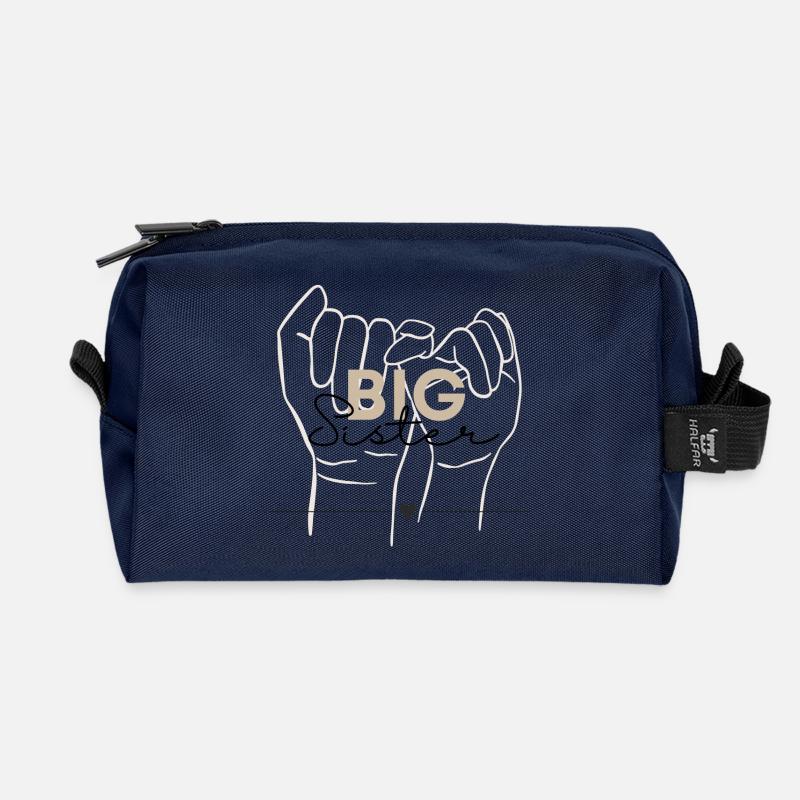 Big Sister, Sibling Design - Recycled Toiletry Zip Bag - navy
