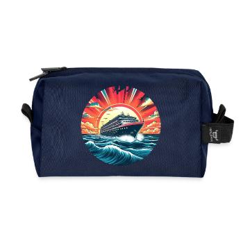 Kreuzfahrt Abenteuer: Sonnenuntergang & Rauhe See - Recycelte Kulturtasche - Navy - Vorne